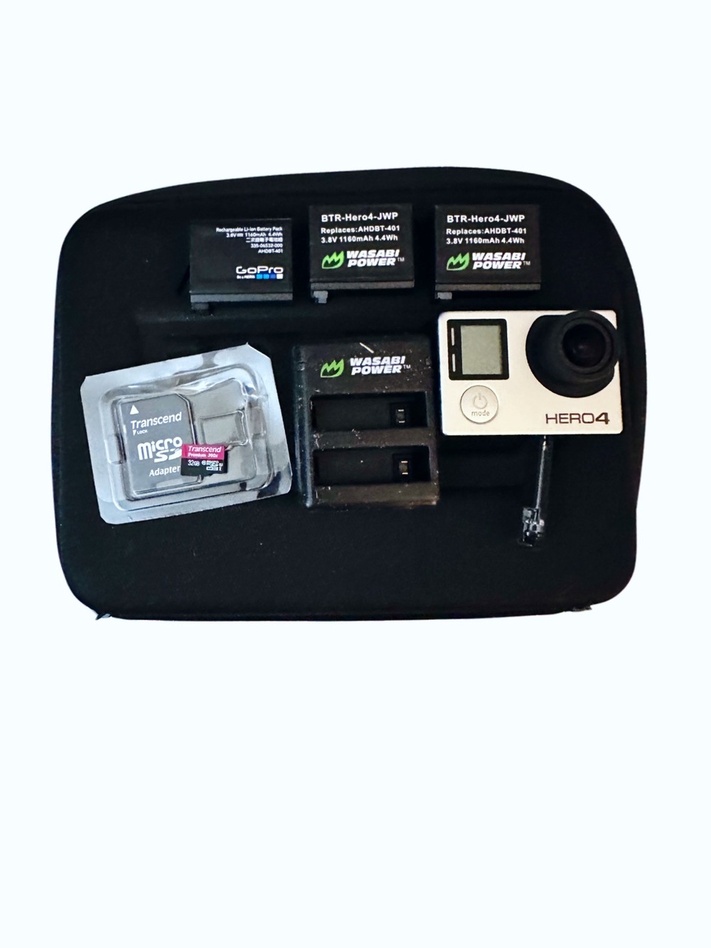 GoPro HERO4 Silver Bundle Tested Works 3 Batteries Charger Case SD Card